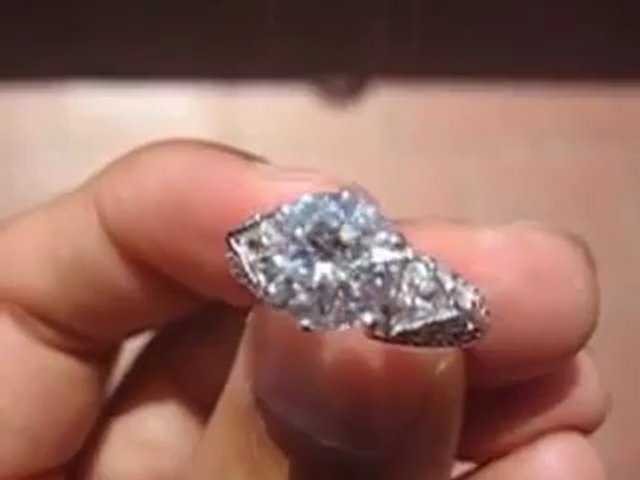 Real Brilliance Diamond Simulated Brilliant & Trillion Cut Ring