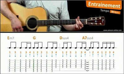 Jouer Wonderwall à la guitare - Entraînements à différentes vitesses