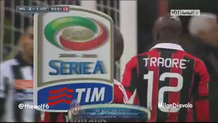 Mario Balotelli Second Goal For Milan Against Udenese 3-2-2013