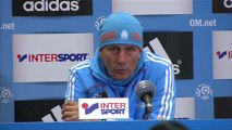 Conférence de presse Olympique de Marseille - AS Nancy-Lorraine : Elie BAUP (OM) - Patrick GABRIEL (ASNL) - saison 2012/2013