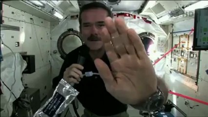 See Chris wash his hands in SPACE