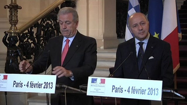 Entretien de Laurent Fabius avec Dimitris Avramopoulos, ministre grec des Affaires étrangères (04.02.2013)
