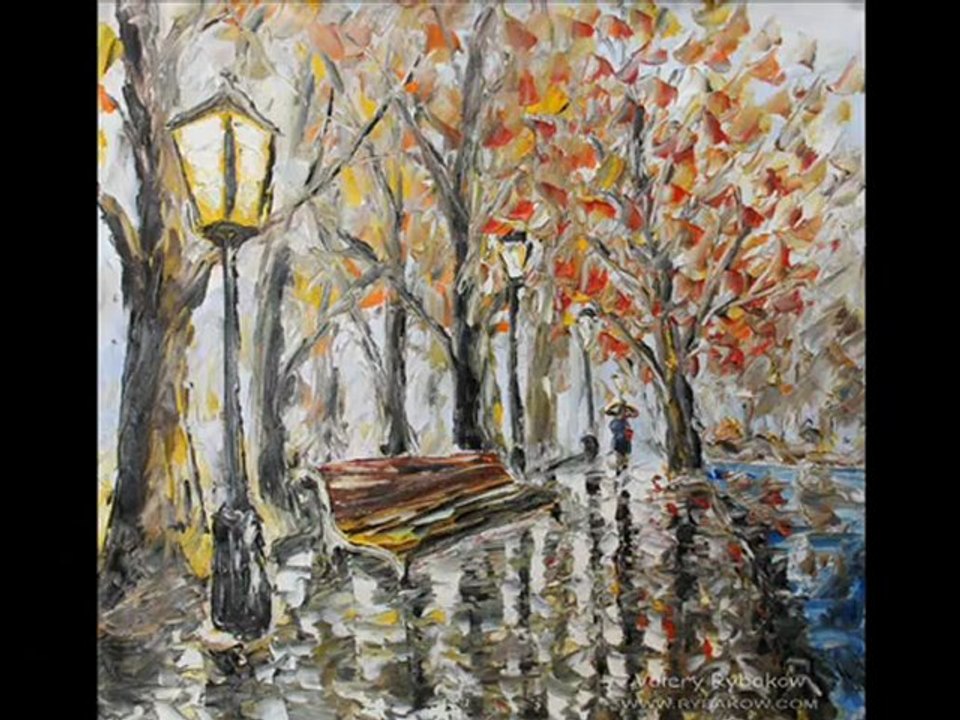 Winter landscape paintings - winter oil painting by artist Rybakow. Winter.