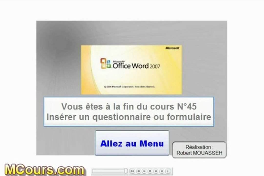 Tutoriel WORD 2007: Cours N°45 Comment Créer un questionnaire ou un formulaire simple