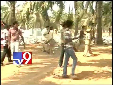 Anti-power plant protestors break chairs and bring down tents
