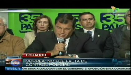 Suceso en Quinindé no fue falta de control policial: Correa