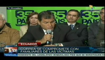 Correa se solidariza con familias de víctimas de Quinindé