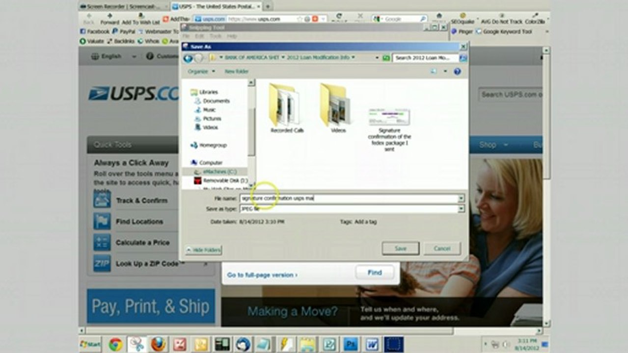 BOA Loan Mod 2012 #9 Tracking USPS Env to BOA