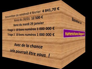KENO   2 fois  1 000 000 € ! Nos numéros chances pensez y !