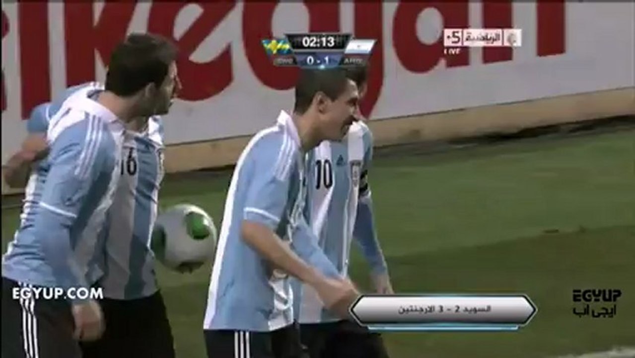اهداف مباراة الارجنتين والسويد 3-2
