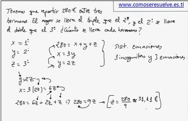 Problema de Sistema de ecuaciones con 3 incognitas