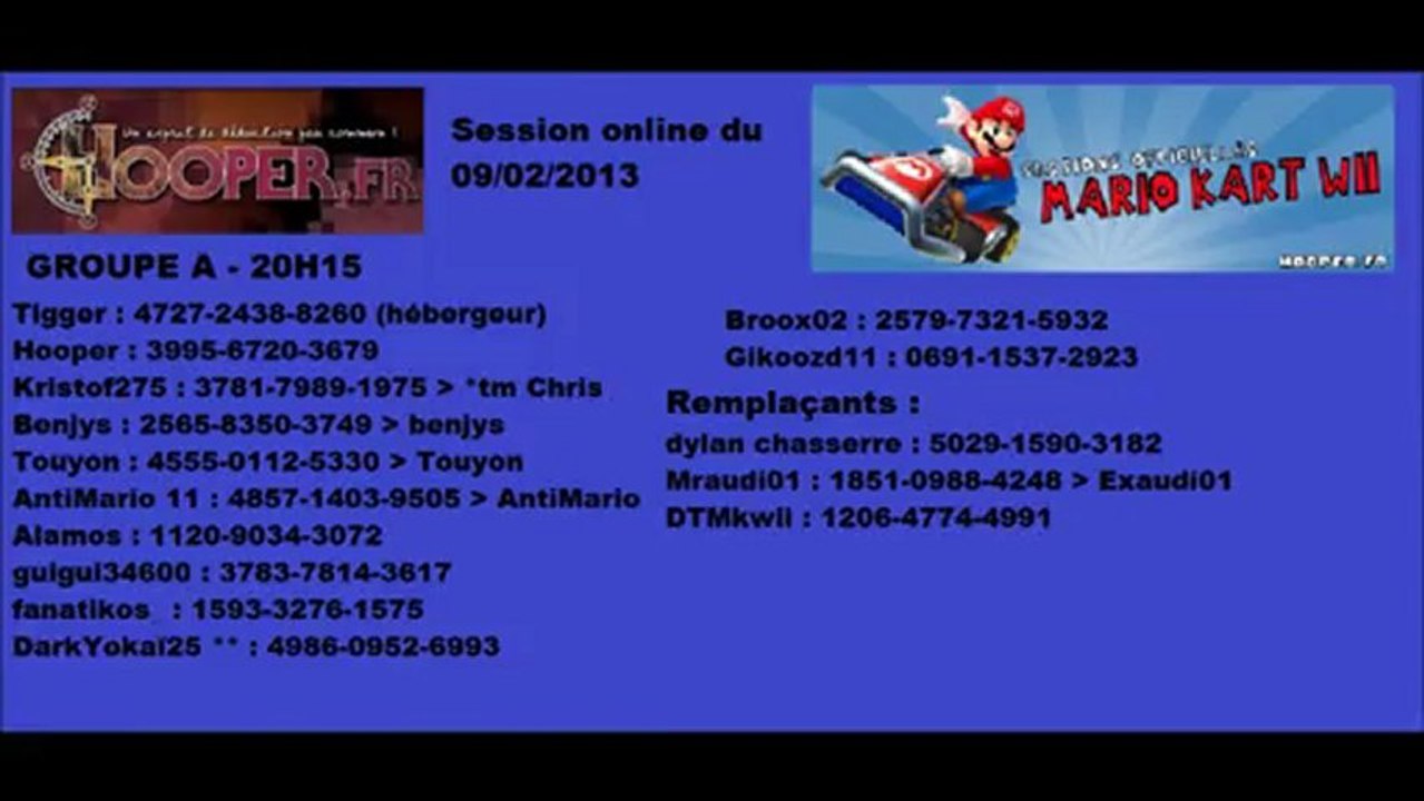 Trailer session online mario kart wii hooper.fr du 09/02/13