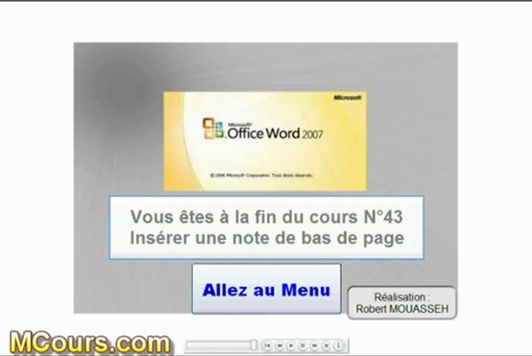 Tutoriel WORD 2007: Cours N°43 Comment Insérer une note de bas de page dans Word