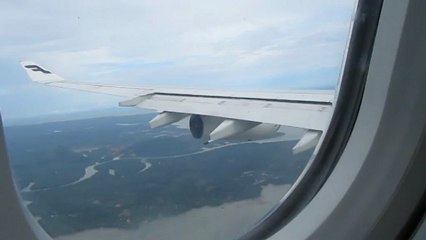 Finnair a340-300 approaching Singapore Changi airport.