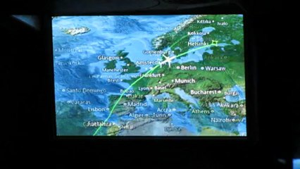 Tuifly Nordic B737-800 flying from LPA to Helsinki-Vantaa airport. Airshow map.