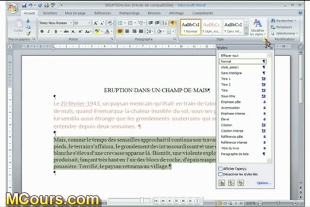 Tutoriel WORD 2007: Cours N°42 Comment Créer ses propres styles pour Word