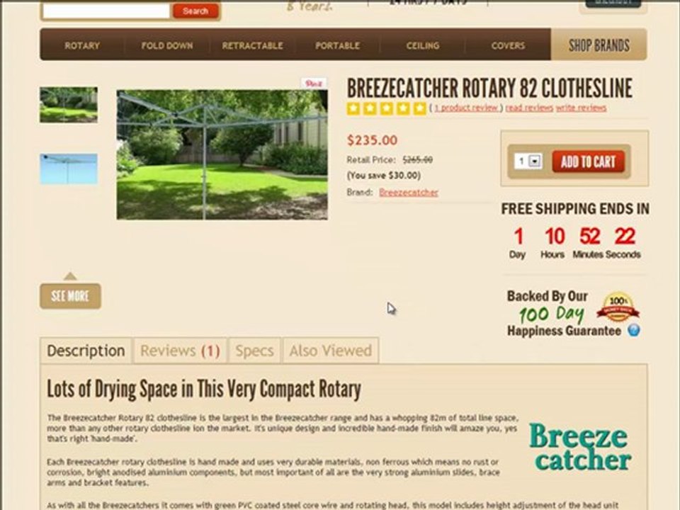 Video Review for Breezecatcher Rotary 82 Clothes Line
