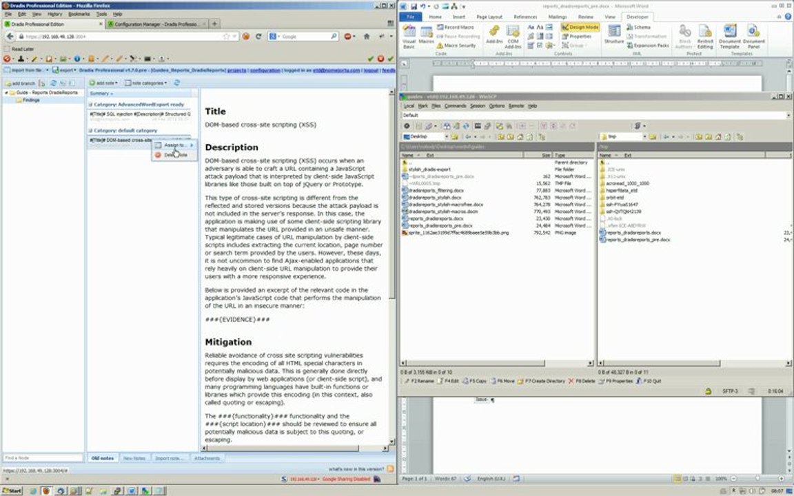 Basic reporting with DradisReports