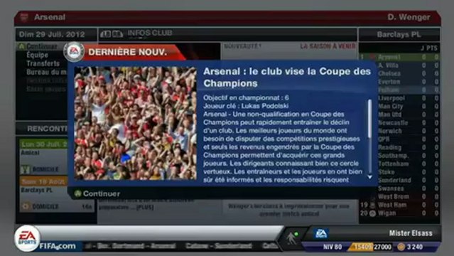 FIFA 13 - Carrière avec les Gunners d'Arsenal