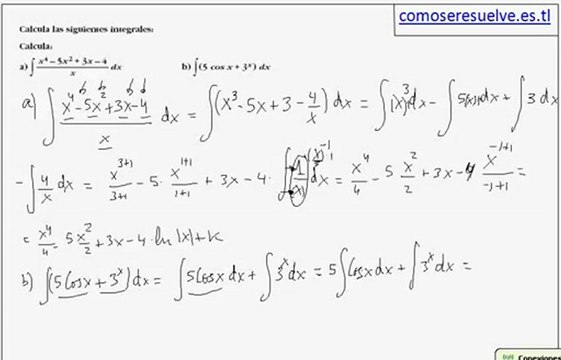 Integrales directas racionales y trigonométricas