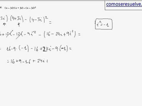 Operaciones de números complejos en forma binómica ejemplo 1