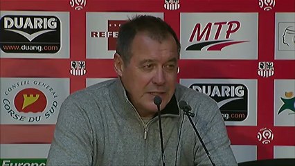 Conférence de presse AC Ajaccio - Girondins de Bordeaux : Albert EMON (ACA) - Francis GILLOT (FCGB) - saison 2012/2013