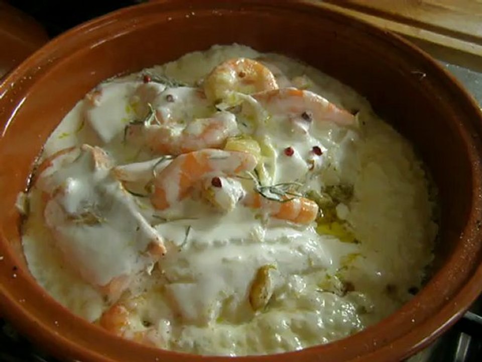Mijoté de loup, saumon, crevettes Recette sur www.cuisineetgourmandise.fr