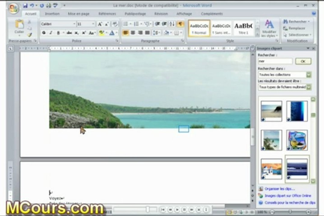 Tutoriel WORD 2007: Cours N°33 Comment insérer un Clipart dans Word