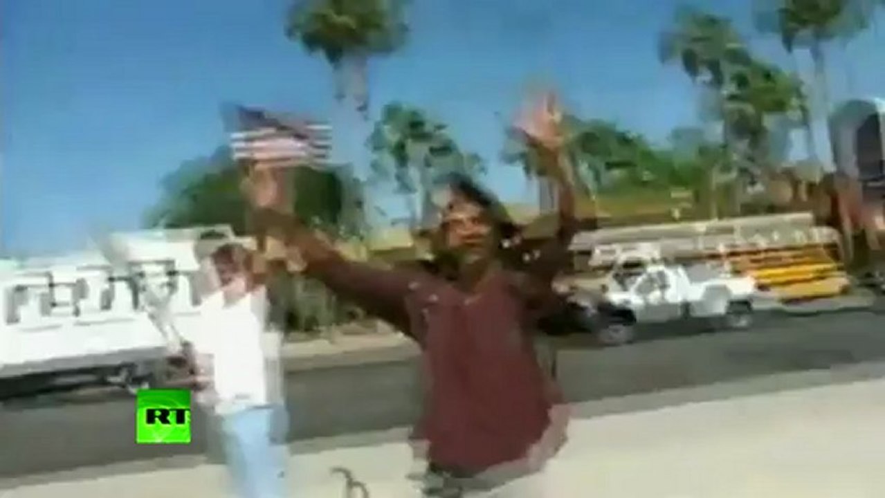 'You're all illegal!' Native American confronts 'anti-illegal immigration' protesters