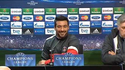 Rueda de prensa del míster Carlo Ancelotti y del argentino Ezequiel Lavezzi