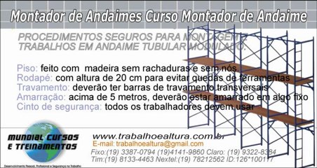 Treinamentos de Montador de Andaimes Curso Montadores