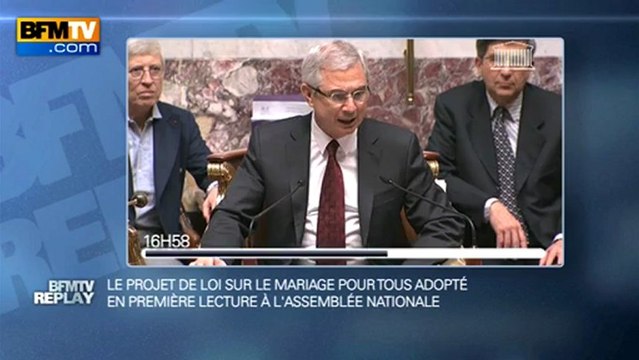BFMTV Replay du 12 février : le projet de loi du mariage pour tous adopté à l’Assemblée - 12/02