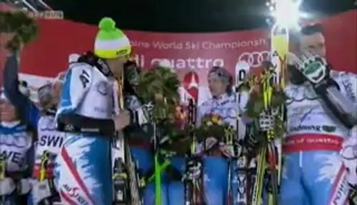 Alpine Skiing World Champs - Schladming Team Event Flower Ceremony