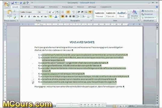 Tutoriel WORD 2007: Cours N°23 Créer liste a puces ou numéros dans Word 2007