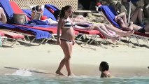 Coleen Rooney Massages Her Baby Bump in a Bikini in Barbados