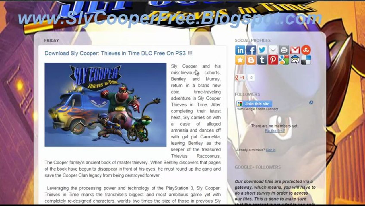 Get Free Sly Cooper: Thieves in Time Game Crack - PS3