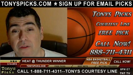 Oklahoma City Thunder versus Miami Heat Pick Prediction NBA Pro Basketball Odds Preview 2-14-2013
