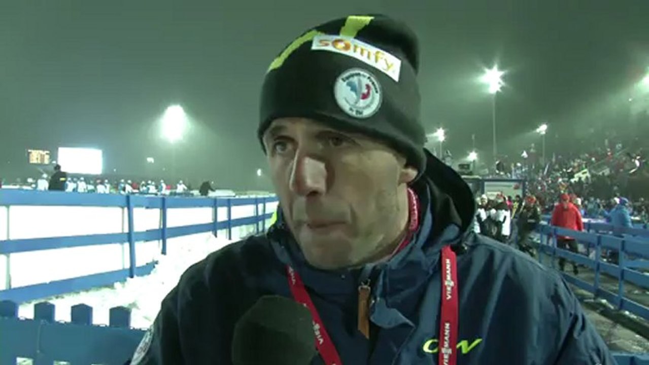 Itw de Stéphane Bouthiaux  après la victoire de M.Fourcade sur l'Individuel 20 km