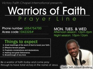 Warriors of Faith Prayer Line Monday  Feb 4, 2013 12 to 2pm