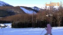 20130119信州湯の丸スキー場にて結菜の滑り