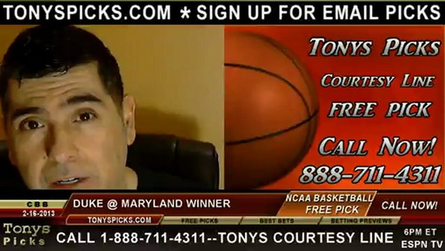 Maryland Terrapins versus Duke Blue Devils Pick Prediction NCAA College Basketball Odds Preview 2-16-2013