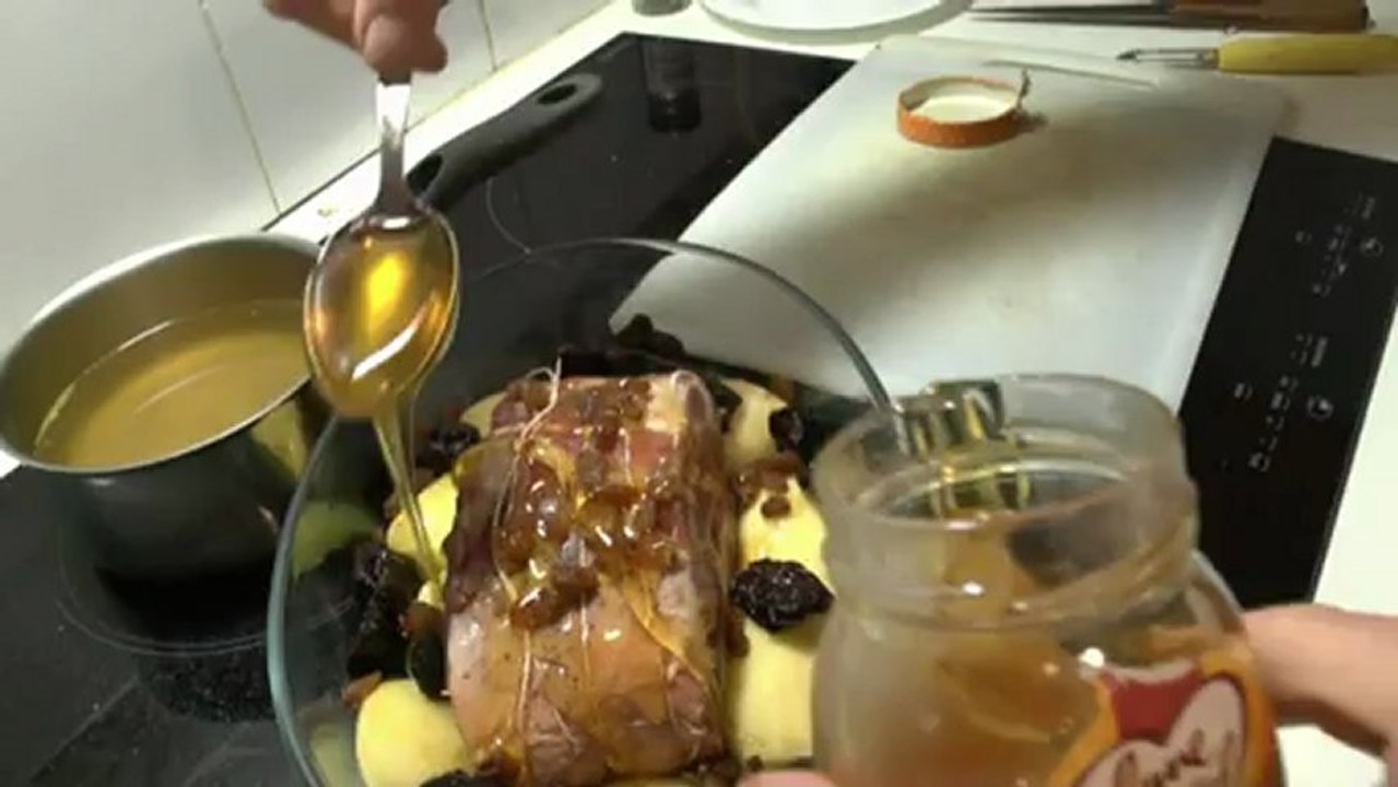 Les "  W-D² MICHOU-PRODUCTIONS "  - LES RECETTES D'ALAIN - ROTI DE PORC AU MIEL AUX  PRUNEAUX D'AGEN - RAISIN SECS..- 9 FEVRIER 2013..
