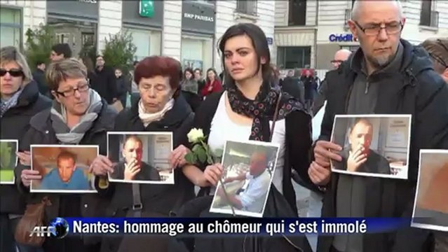 Nantes: manifestation hommage au chômeur qui s'est immolé
