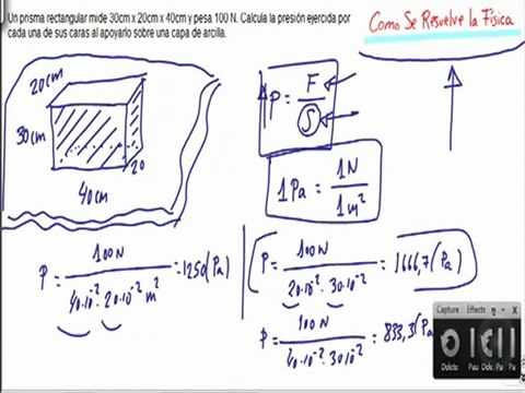 Calcular la presion ejercida por un prisma sobre arcilla Fisica Fluidos