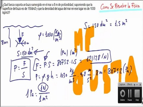 Calcular la fuerza que soporta un buzo a una profundidad Fisica Fluidos