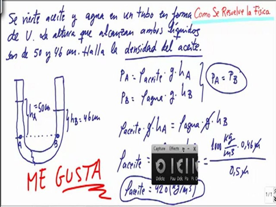 Calcular La Densidad Del Aceite En Un Tubo En U Con Agua Fisica Fluidos Video Dailymotion