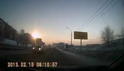 Meteor falls at Russia near Chelyabinsk. Filmed in Magnitogorsk