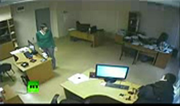 Dramatic CCTV_ Meteorite blast wave blows out doors, windows in Russia