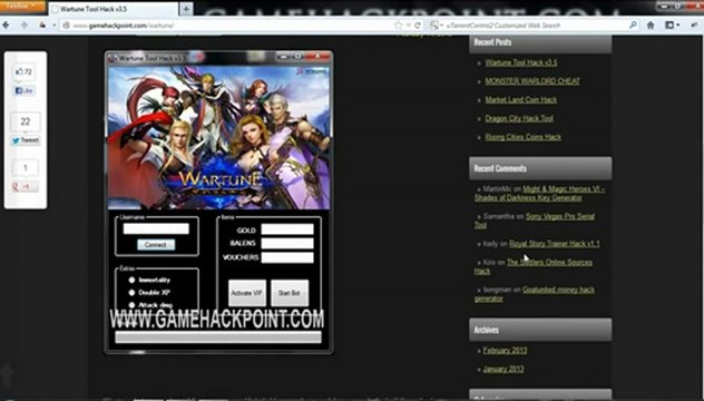 Wartune Tool Hack Cheat 2013 \ FREE Download , Télécharger gratuitement