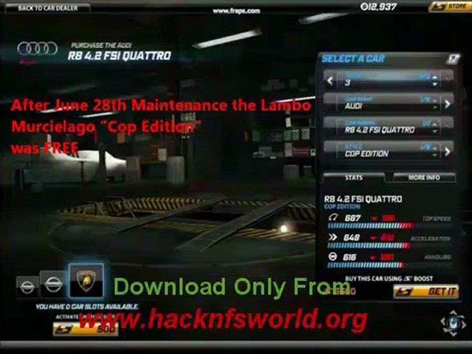 NFS World hack - FREE Lamborghini Murciélago  BOOST